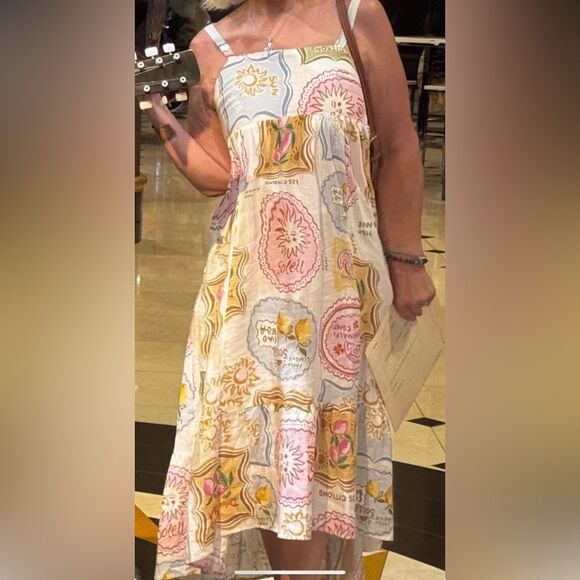 Paper Heart Dolce Vita multi colored linen blend spaghetti strap tiered dress SM - Picture 12 of 12